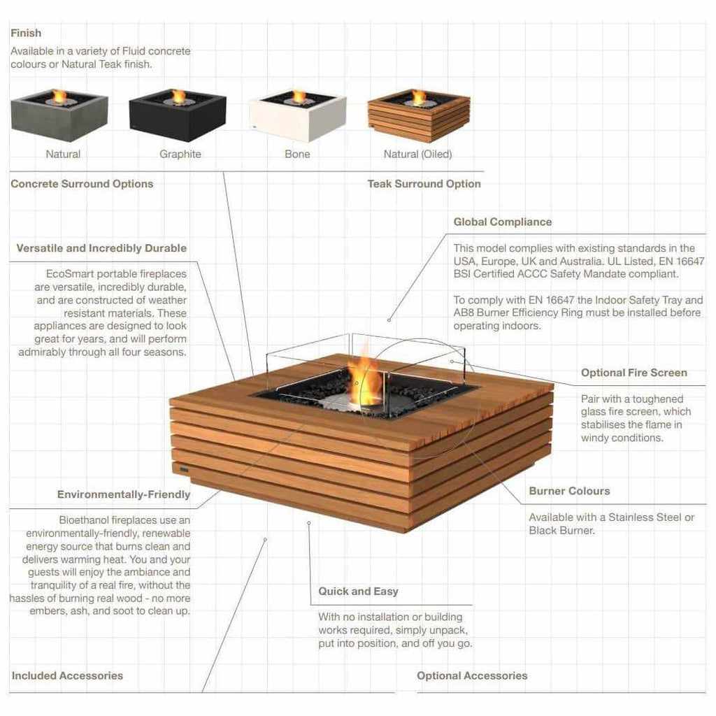 EcoSmart Fire Base 30 Bioethanol Fire Pit Table