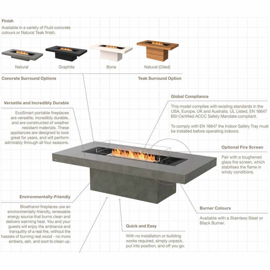 EcoSmart Fire Gin 90 (Bar) Bioethanol Fire Pit Table