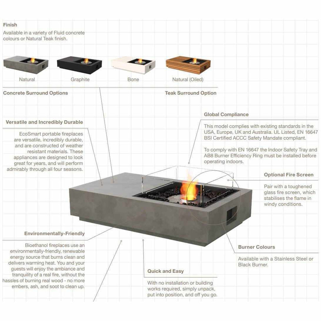 EcoSmart Fire Manhattan 50 Bioethanol Fire Pit Table