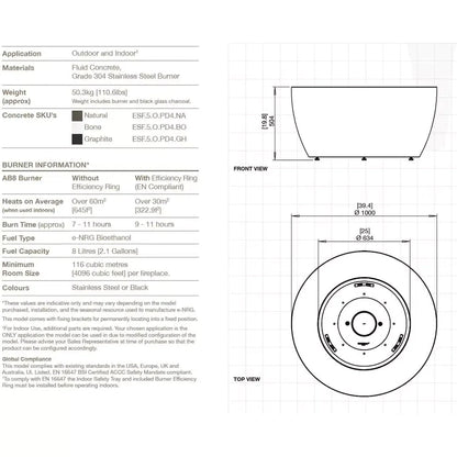EcoSmart Fire Pod 40 Bioethanol Fire Pit Bowl